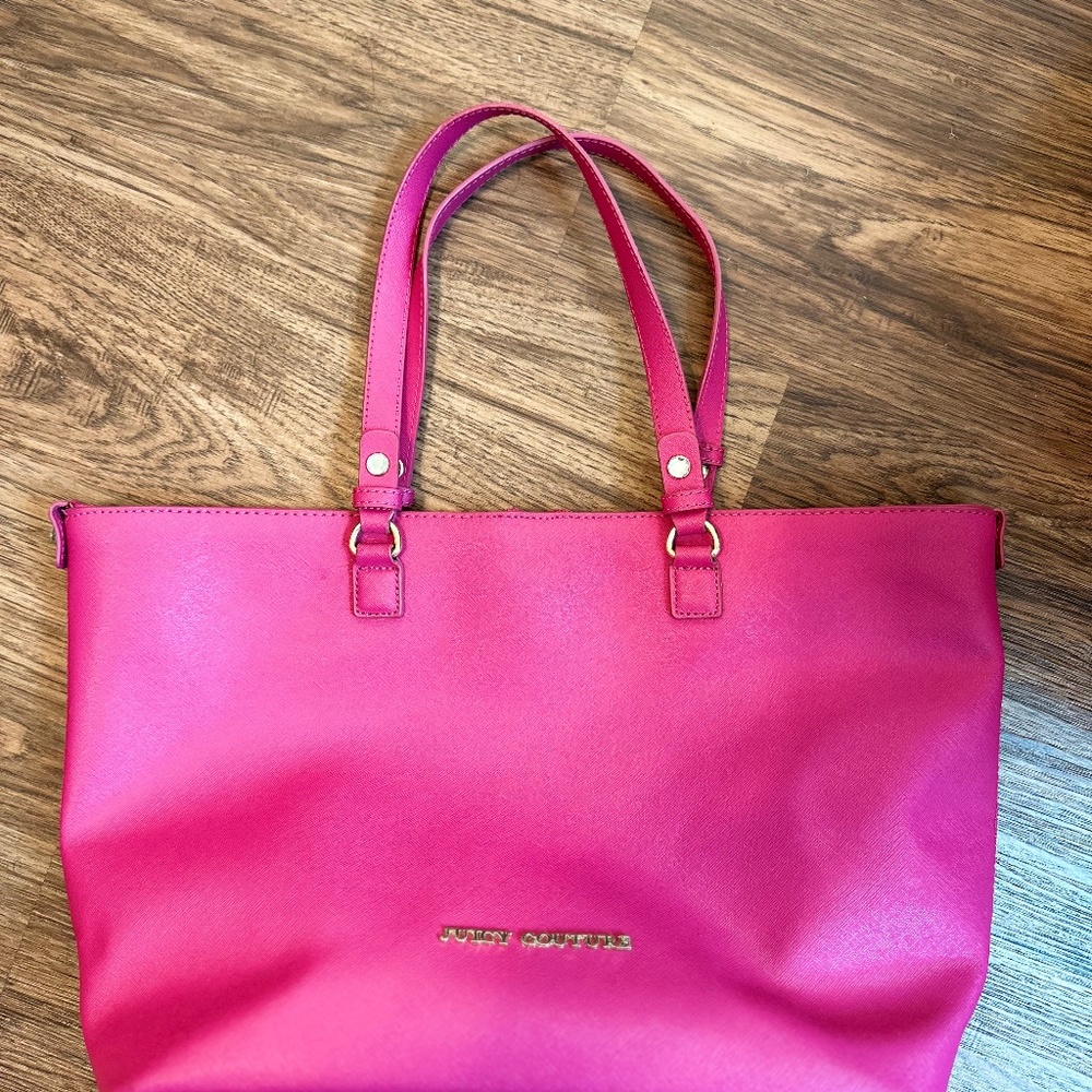 JUICY COUTURE HOT PINK TOTE BAG Genuine Leather 18 X 12